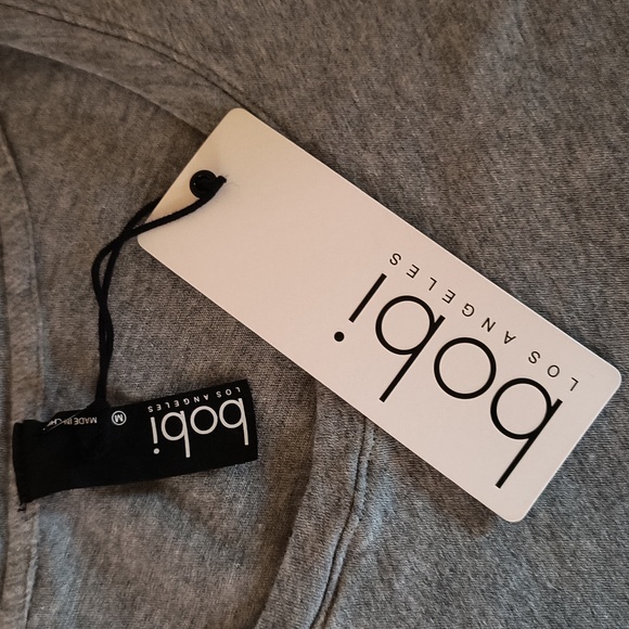 Bobi Los Angeles NWT Long Sleeve Shirred Dress Thunder in Heather Gray M - Picture 15 of 15